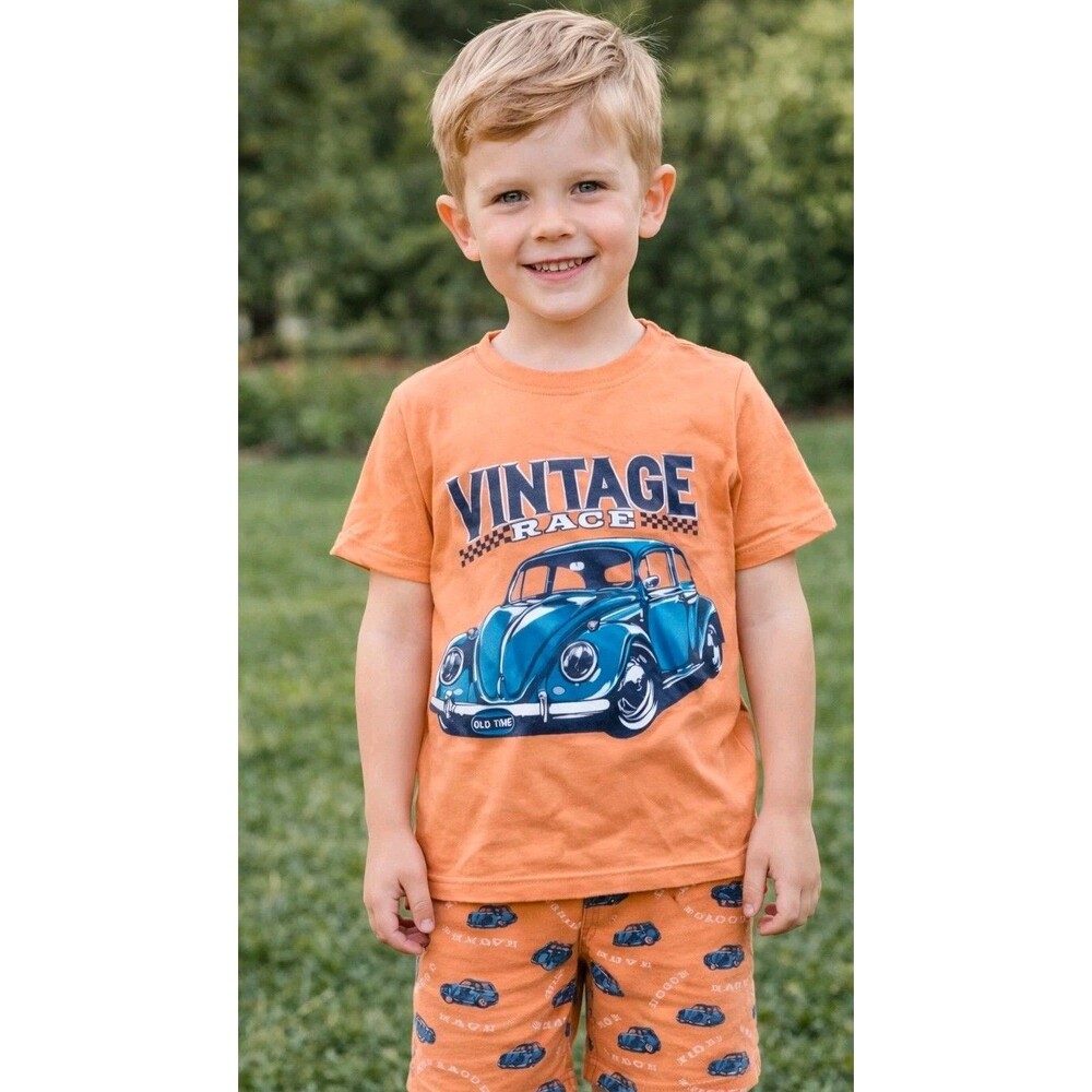 Pajamas 5T Boys Dolphin And Fish Orange Race Car Short sleeves Shorts